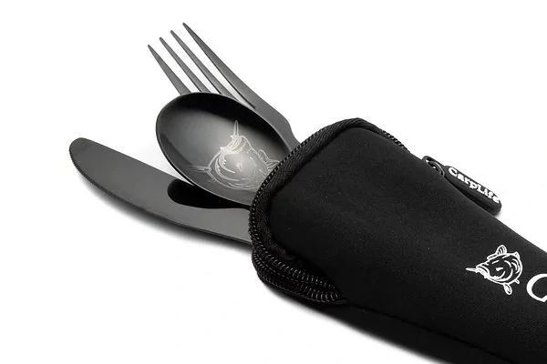 CarpLife Black Etched Stainless Steel Cutlery Set - Image 3