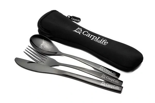 CarpLife Black Etched Stainless Steel Cutlery Set